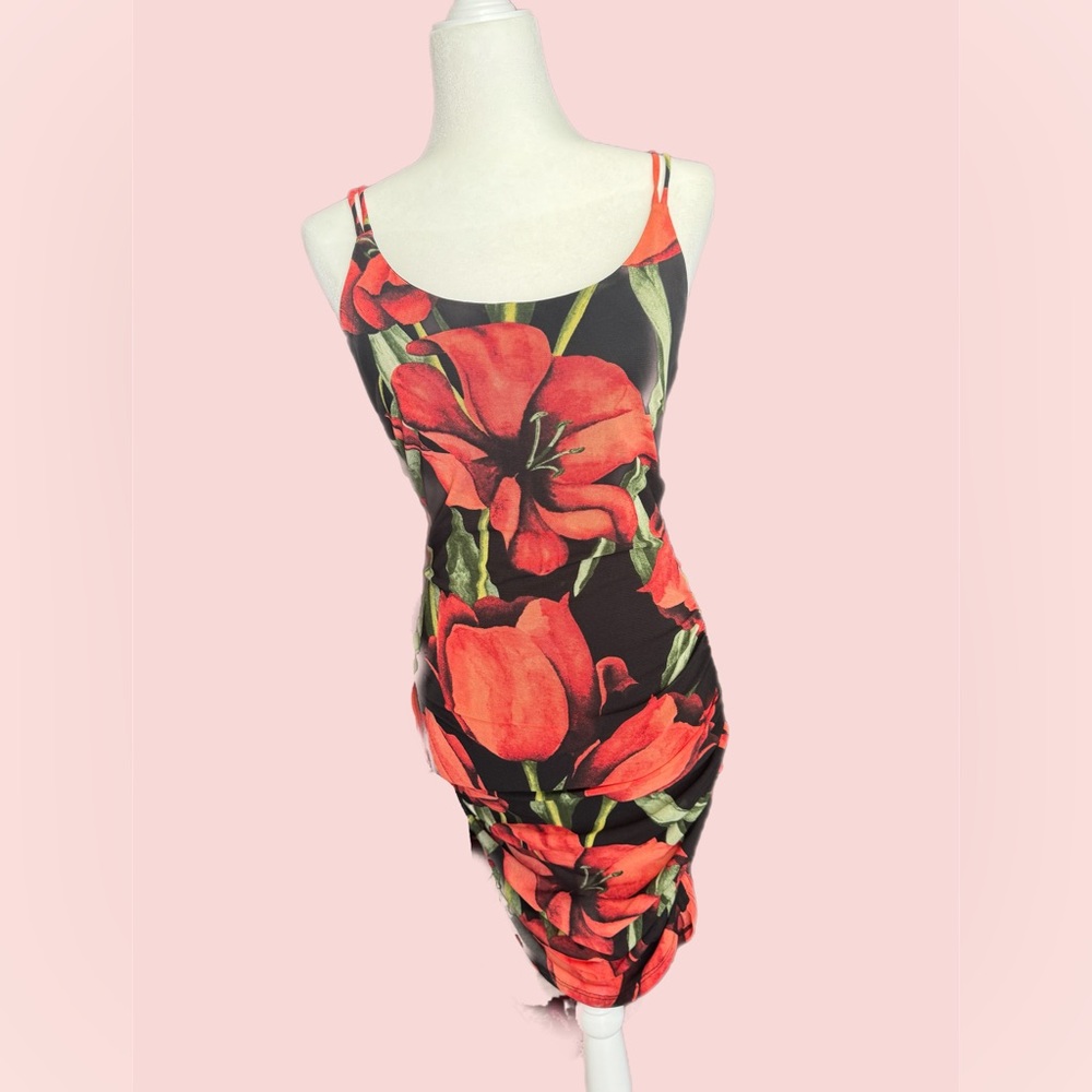 Papaya Backless Fitted Mid Length Dress Size Large